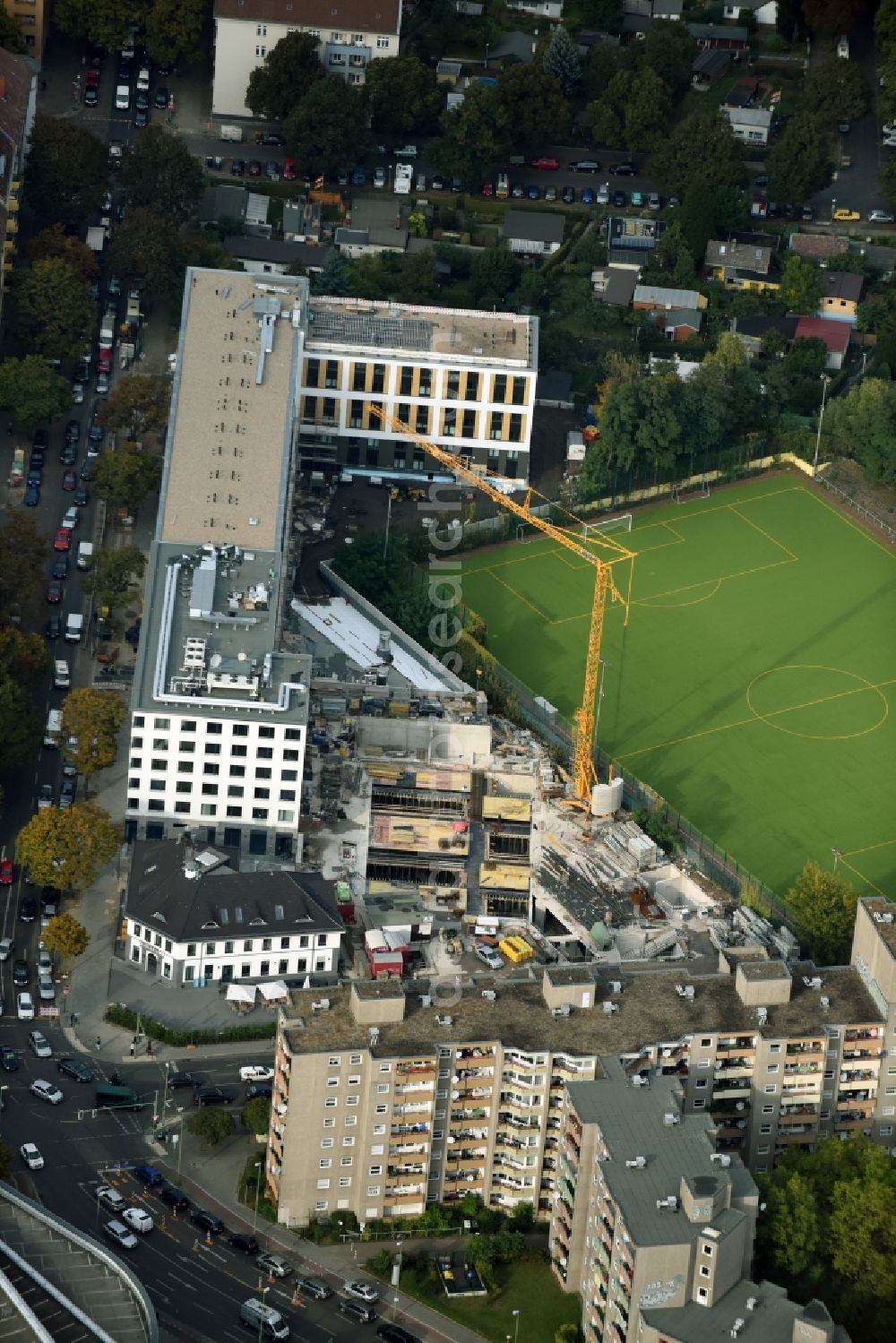 Berlin from above - View of the construction area for a student residence in Berlin Wedding