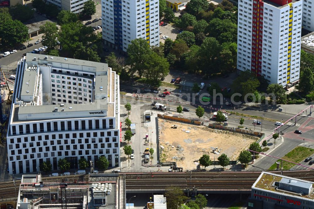 Berlin from above - New construction site the hotel complex Central Tower Berlin on Alexanderstrasse / Stralauer Strasse in Berlin, Germany