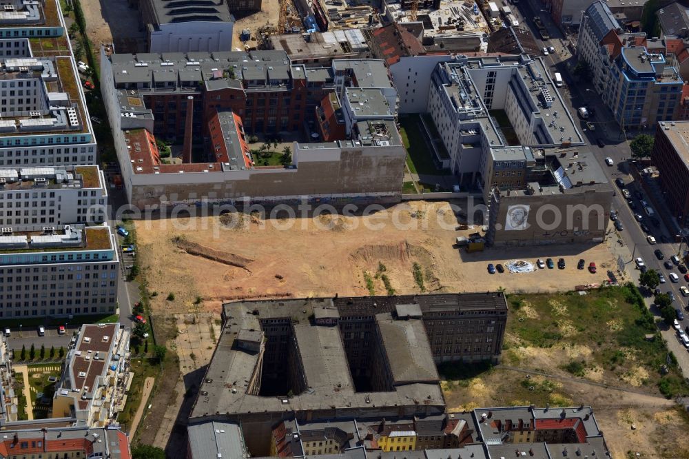 Berlin from the bird's eye view: View of the area, on which the building project The Mile is built. It's a joint venture of Berlin Capital Investments - Zabel Verwaltungs-GmbH and formart GmbH & Co. KG in Berlin-Mitte. On the former factory site condominiums will be built