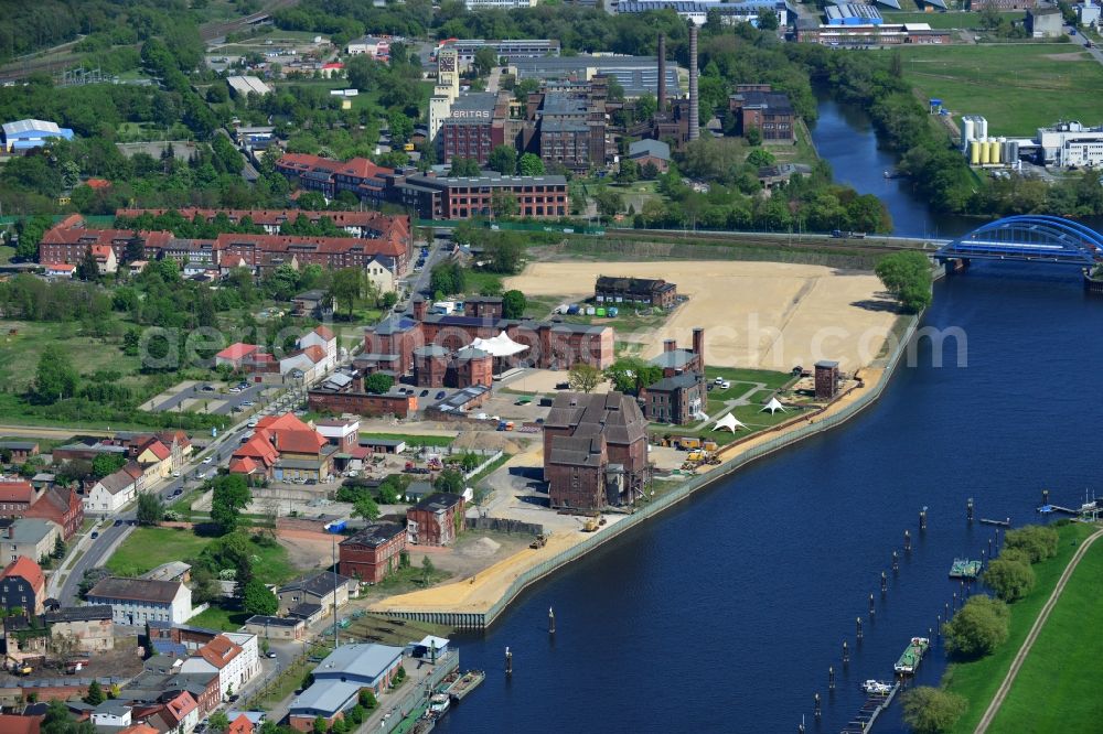 Aerial photograph Wittenberge - Building areas and building land - development work in the area of ??development of the port city of Wittenberg in Brandenburg