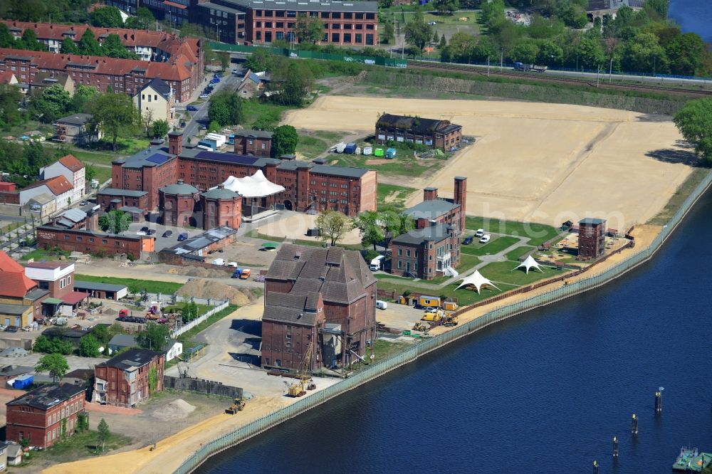 Wittenberge from above - Building areas and building land - development work in the area of ??development of the port city of Wittenberg in Brandenburg