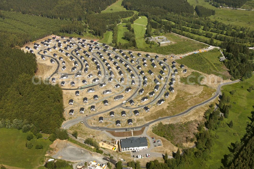 Winterberg from above - Baugebiet vom noch nicht fertiggestellten Landal Ferienpark in der Winterberger Büre in Winterberg, Nordrhein-Westfalen. Building area of the, yet not completely ready-made, Landal holiday park in Winterberg, North Rine-Westphalia.