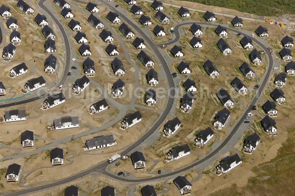 Winterberg from above - Baugebiet vom noch nicht fertiggestellten Landal Ferienpark in der Winterberger Büre in Winterberg, Nordrhein-Westfalen. Building area of the, yet not completely ready-made, Landal holiday park in Winterberg, North Rine-Westphalia.