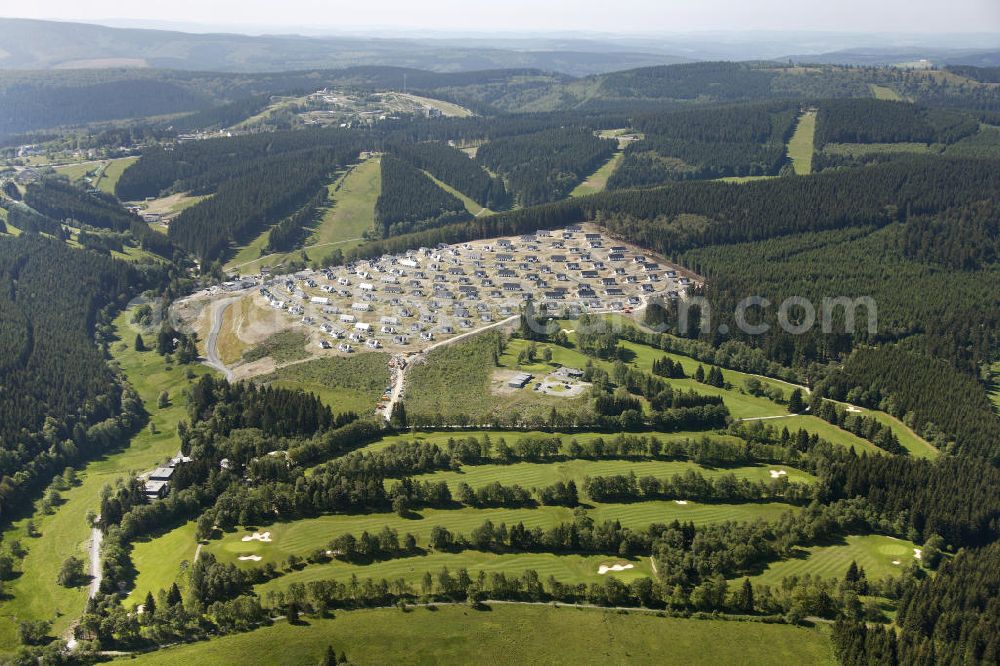 Winterberg from above - Baugebiet vom noch nicht fertiggestellten Landal Ferienpark in der Winterberger Büre in Winterberg, Nordrhein-Westfalen. Building area of the, yet not completely ready-made, Landal holiday park in Winterberg, North Rine-Westphalia.