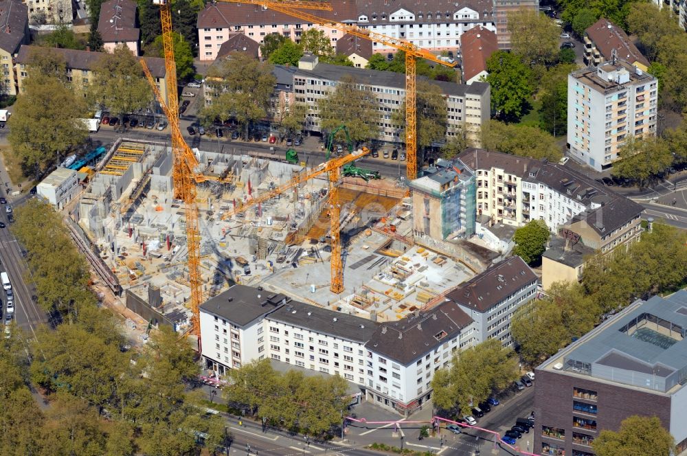 Frankfurt am Main from above - Building site of the Projekt The East a Residential and commercial building district at Hanauer Landstrasse in the district Ostend in Frankfurt am Main in the state Hesse