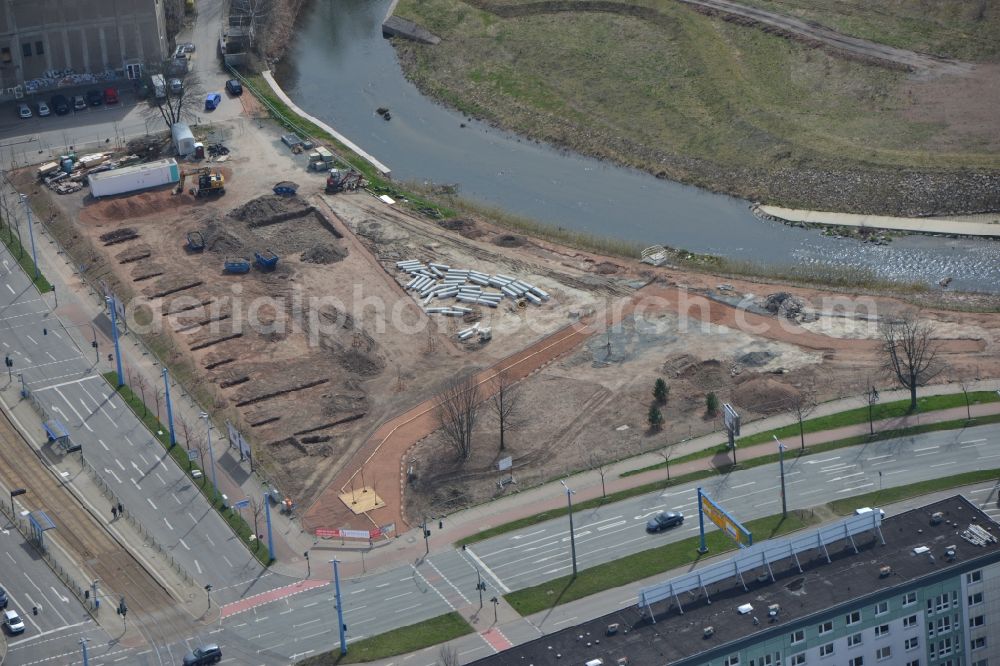 Chemnitz from the bird's eye view: Place area Falkeplatz in the City of Chemnitz in Saxonia. The area will be transformed in the course of urban development