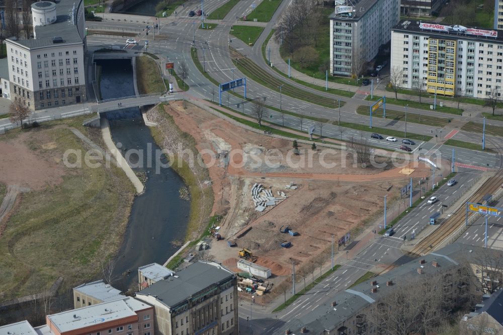 Aerial photograph Chemnitz - Place area Falkeplatz in the City of Chemnitz in Saxonia. The area will be transformed in the course of urban development