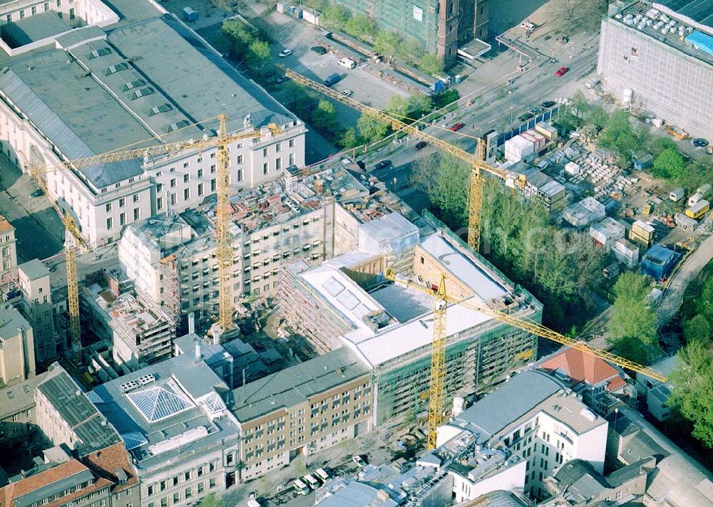 Aerial photograph Berlin - Baugeschehen an der Jägerstraße hinter dem Gendarmenmarkt in Berlin - Mitte.