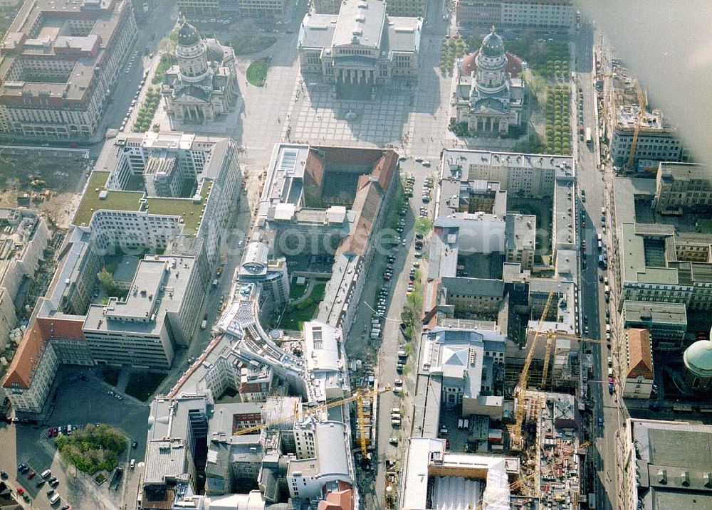 Berlin from above - Baugeschehen an der Jägerstraße hinter dem Gendarmenmarkt in Berlin - Mitte.