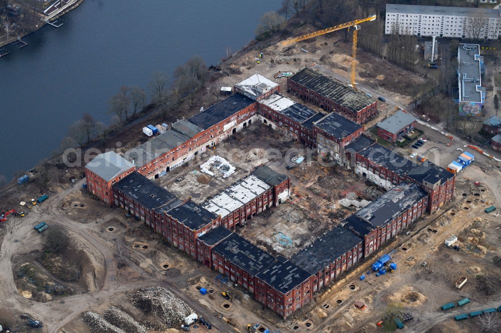 Aerial image Berlin - Ruin the buildings and halls of alten REWATEX - Waescherei in the district Spindlersfeld in Berlin, Germany