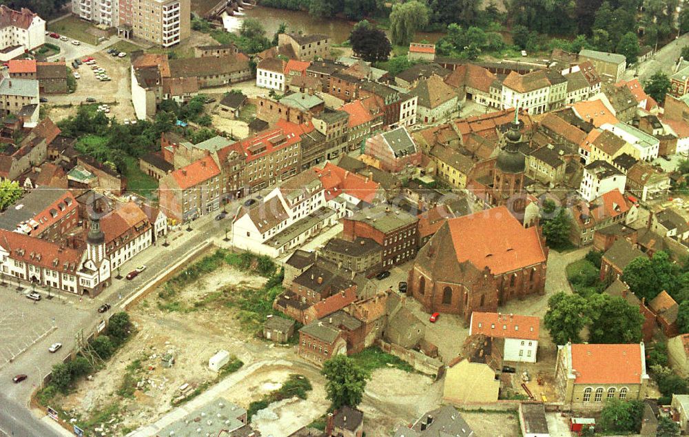 Spremberg / Brandenburg from the bird's eye view: Baugeschehen im Stadtkern von Spremberg in Brandenburg.