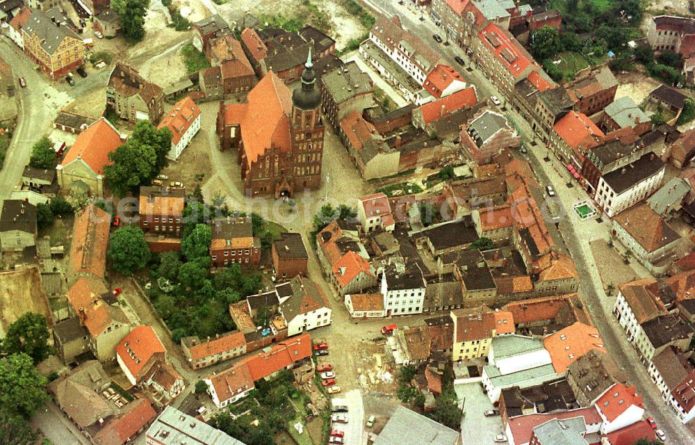 Spremberg / Brandenburg from the bird's eye view: Baugeschehen im Stadtkern von Spremberg in Brandenburg.