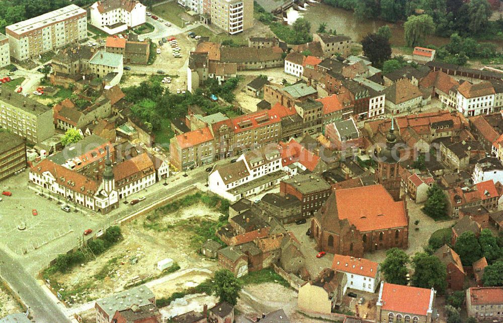 Aerial photograph Spremberg / Brandenburg - Baugeschehen im Stadtkern von Spremberg in Brandenburg.