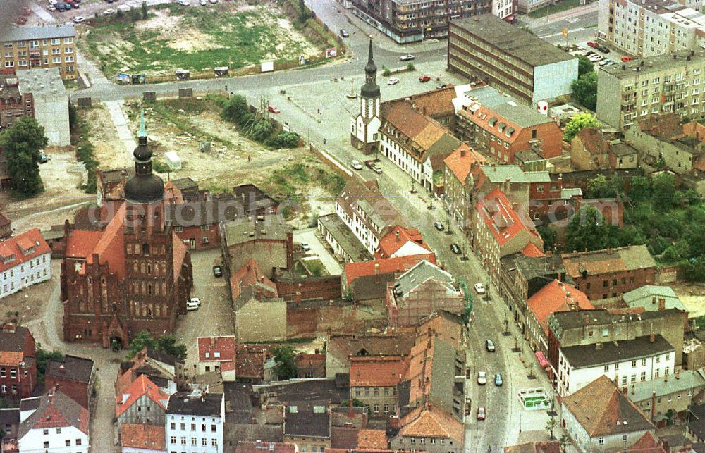 Spremberg / Brandenburg from above - Baugeschehen im Stadtkern von Spremberg in Brandenburg.