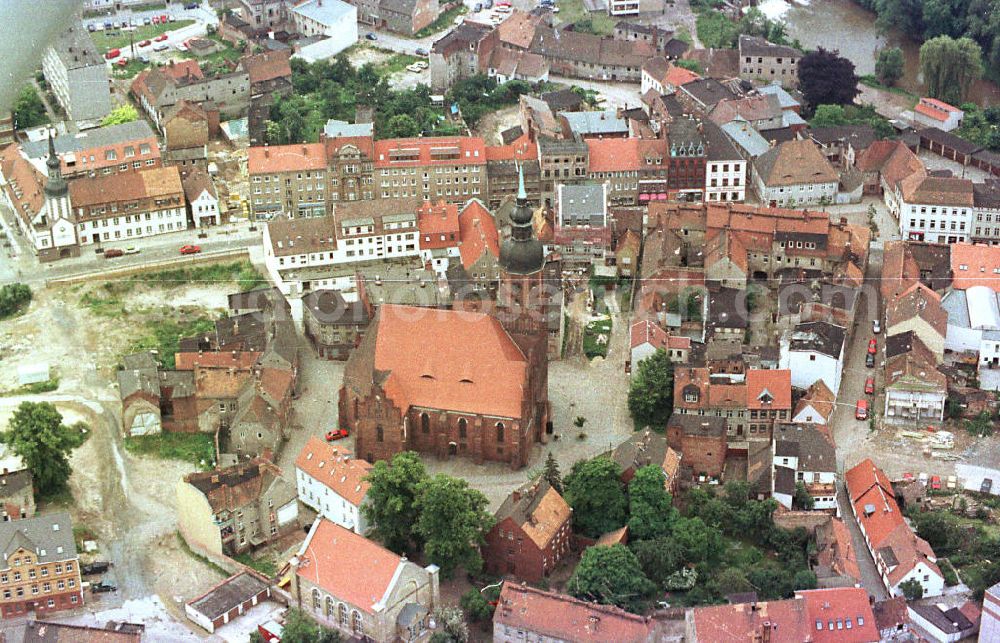 Spremberg / Brandenburg from the bird's eye view: Baugeschehen im Stadtkern von Spremberg in Brandenburg.