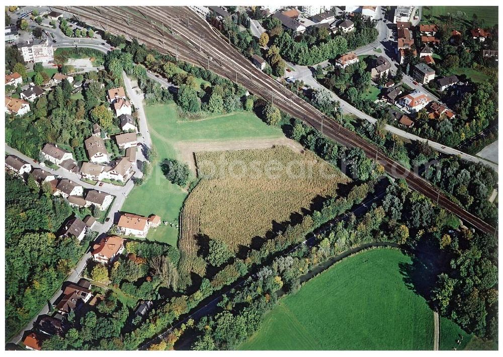 Freilassing / Bayern from the bird's eye view: Baugrundstück Heideweg der Unternehmensgruppe MAX AICHER in Freilassing neben der Freizeitanlage Süd-Ost.