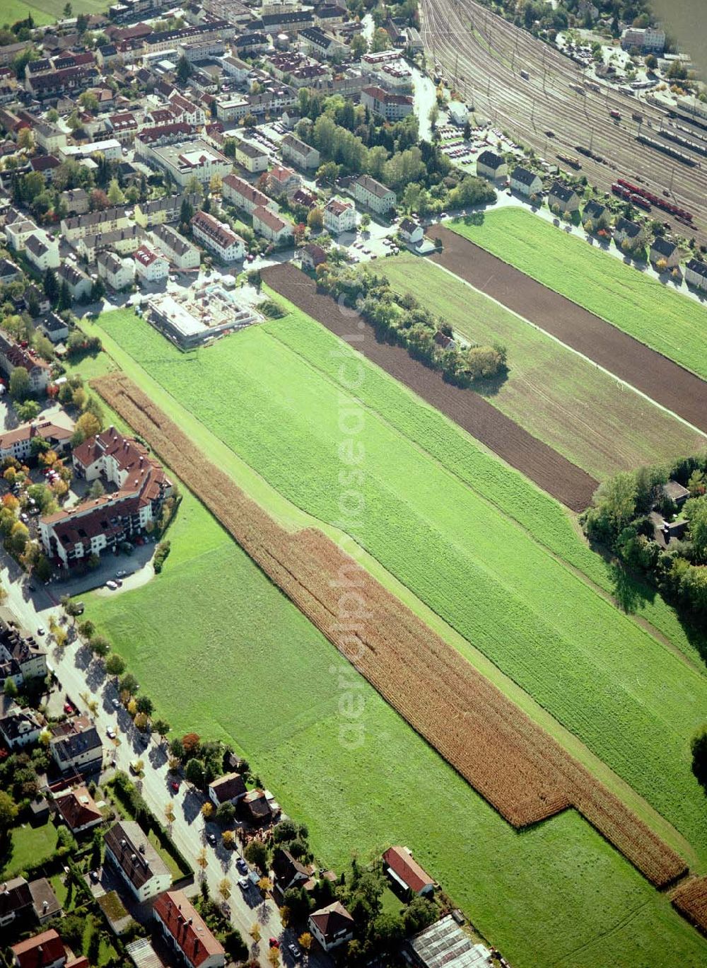 Aerial photograph Freilassing / Bayern - Baugrundstück Sonnenfeld der Unternehmensgruppe MAX AICHER in Freilassing.