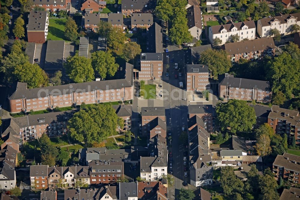 Duisburg Hamborn from the bird's eye view: Bauhaus Bauhaus settlement square in the district of Hamborn in Duisburg in North Rhine-Westphalia