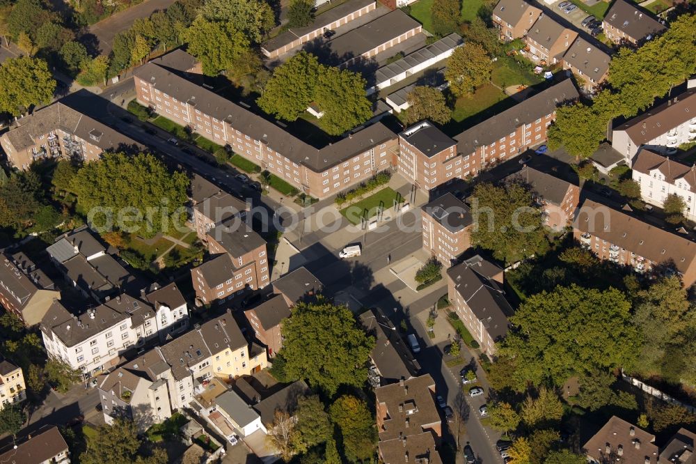 Aerial image Duisburg Hamborn - Bauhaus Bauhaus settlement square in the district of Hamborn in Duisburg in North Rhine-Westphalia