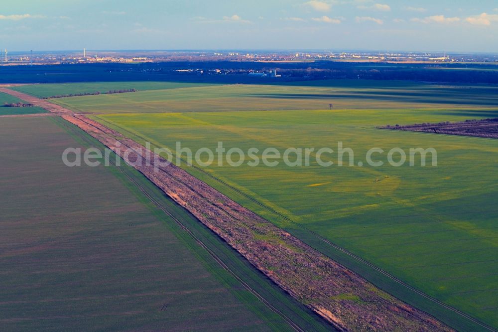 Aerial image Meilendorf - Construction of the bypass road in in Meilendorf in the state Saxony-Anhalt, Germany