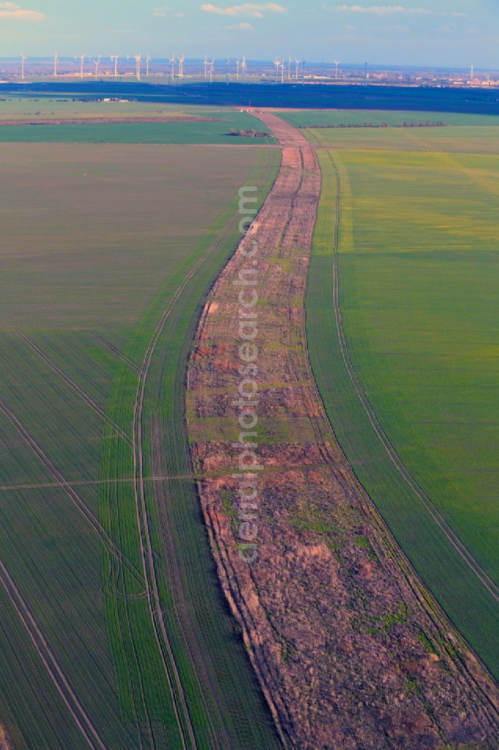 Meilendorf from above - Construction of the bypass road in in Meilendorf in the state Saxony-Anhalt, Germany