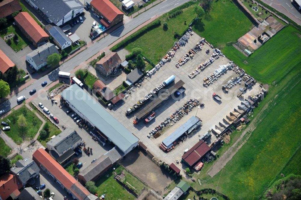 Aerial photograph Schwanebeck - Material trading on the village road in the 16341 Panketal Schwanebeck