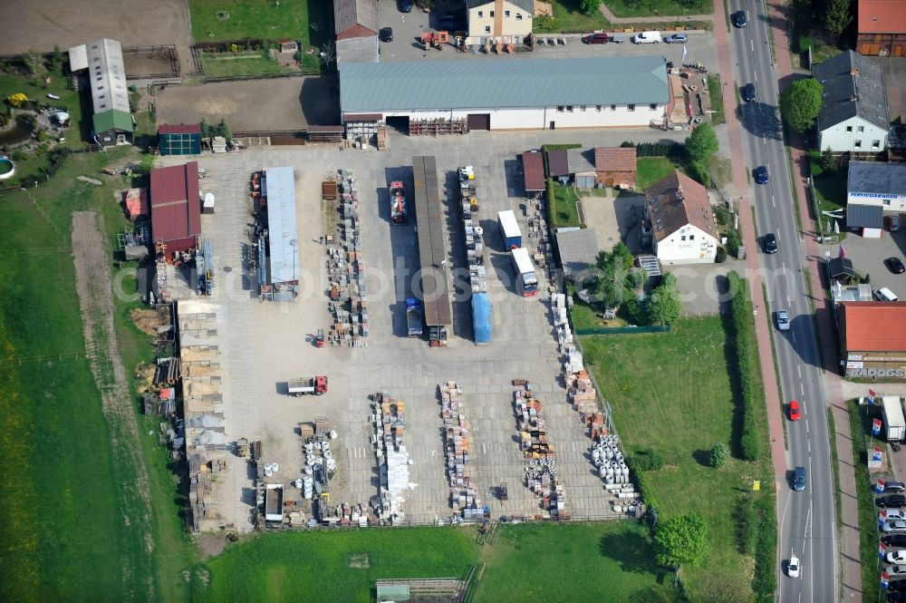 Aerial photograph Schwanebeck - Material trading on the village road in the 16341 Panketal Schwanebeck