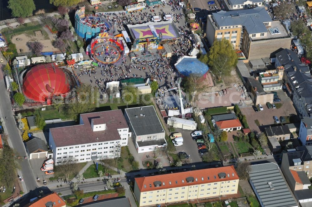 Werder from above - Baumblütenfest Werder in the state of Brandenburg