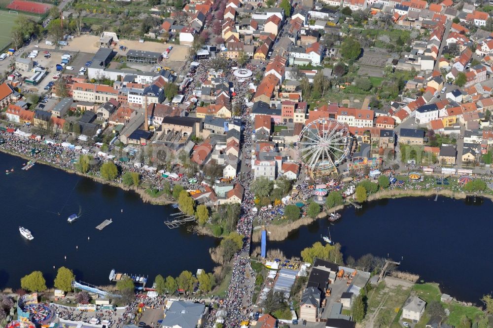 Werder from above - Baumblütenfest Werder in the state of Brandenburg