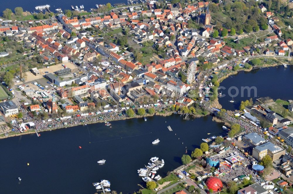 Werder from above - Baumblütenfest Werder in the state of Brandenburg