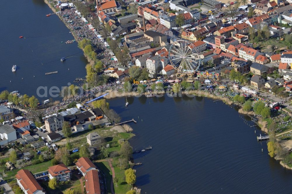 Werder from above - Baumblütenfest Werder in the state of Brandenburg