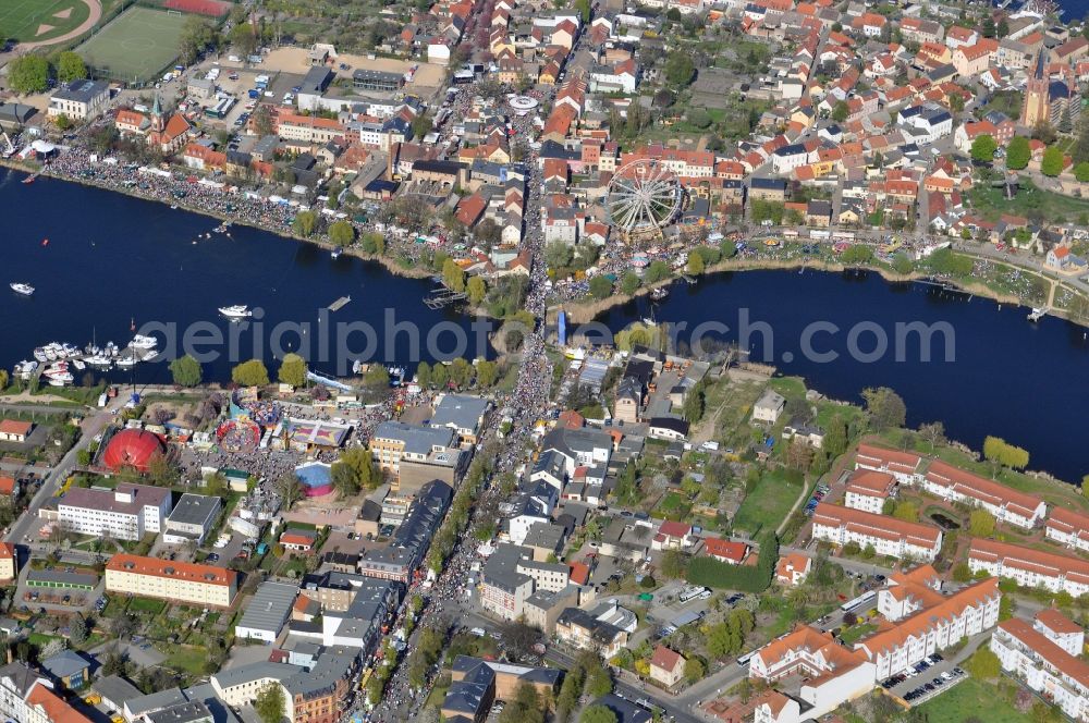 Aerial photograph Werder - Baumblütenfest Werder in the state of Brandenburg