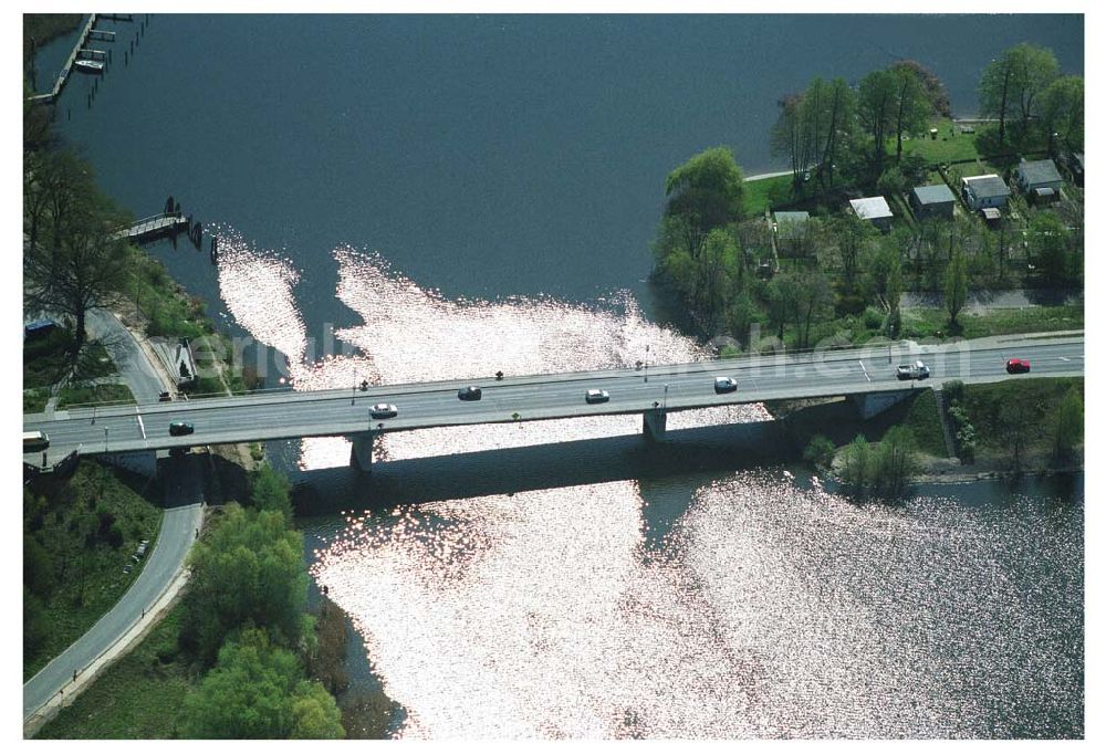 Aerial image Brandenburg - Baumgartenbrücke über die Havel am Schielowsee