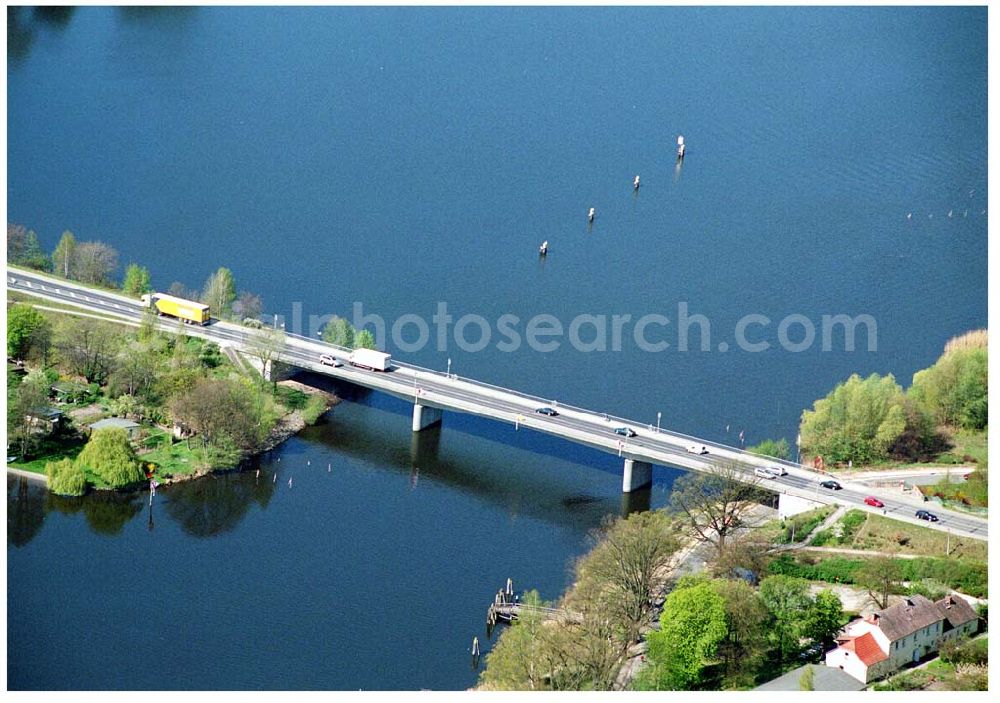 Aerial image Brandenburg - Baumgartenbrücke über die Havel am Schielowsee