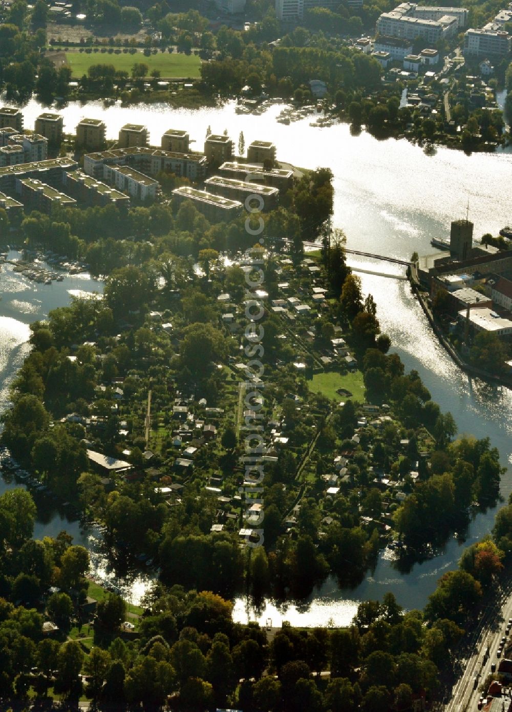 Berlin OT Köpenick from the bird's eye view: View of the Baumgarteninsel in the district of Koepenick in Berlin