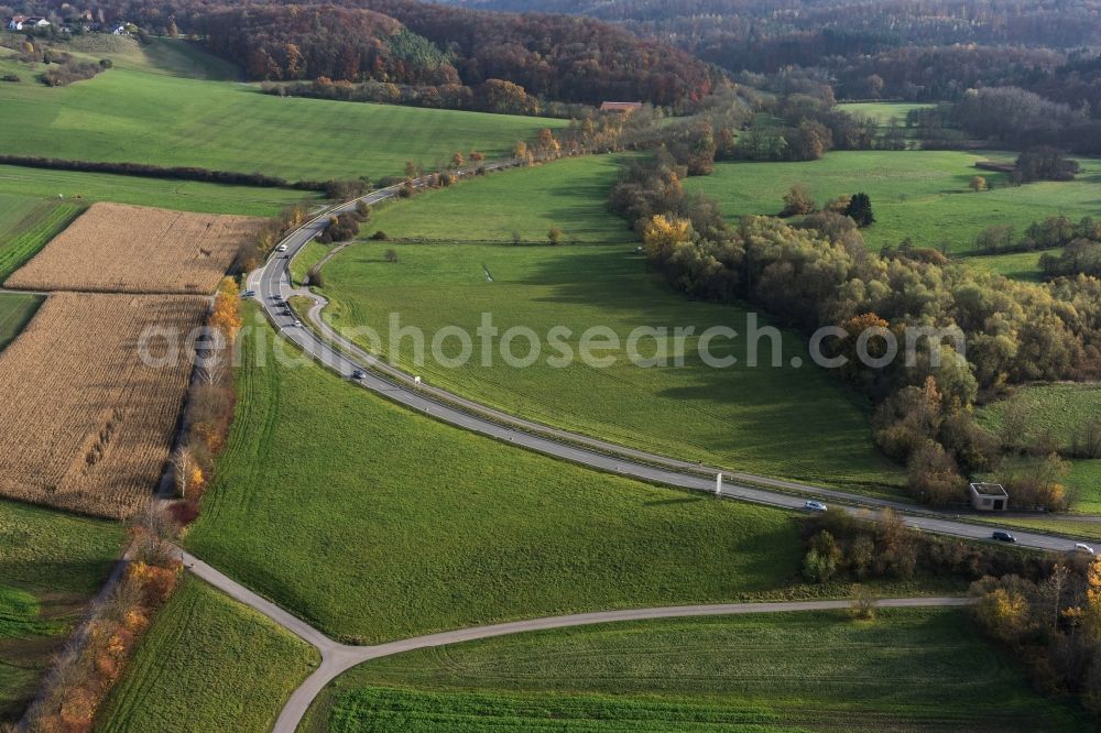 Aerial photograph Leonberg - Row of trees and digging in a field edge in Leonberg in the state Baden-Wuerttemberg