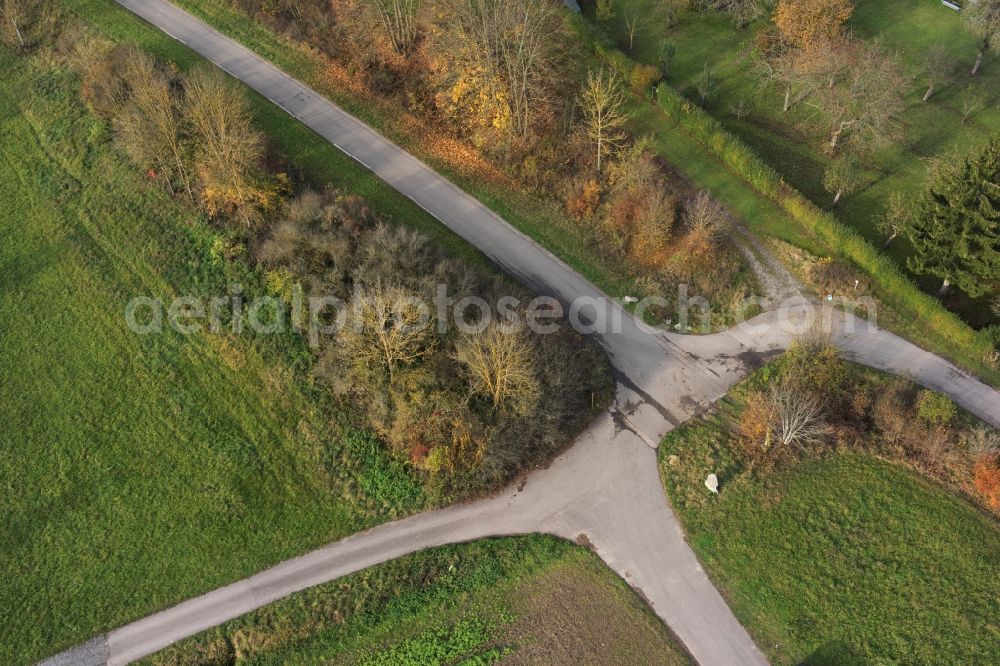 Leonberg from above - Row of trees and digging in a field edge in Leonberg in the state Baden-Wuerttemberg