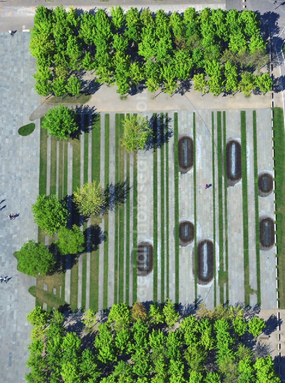 Berlin Mitte from above - Landscape rows of trees on the forum at the chancellery in Berlin - Mitte