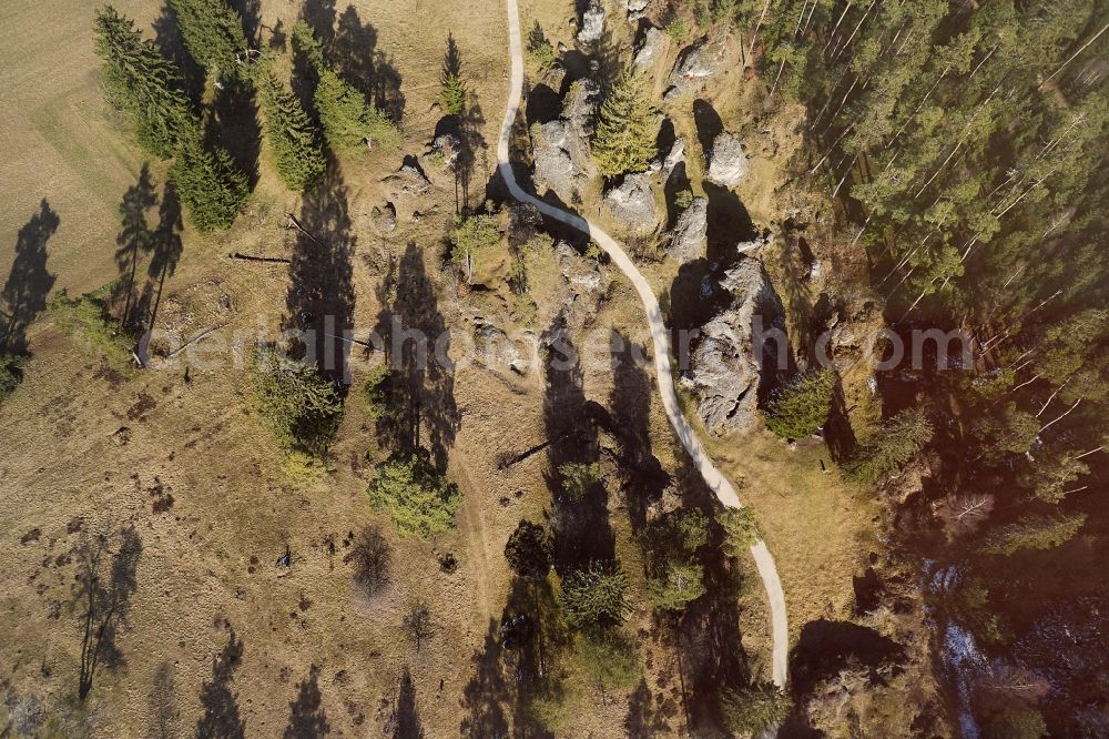 Steinheim am Albuch from above - Treetops in a wooded area in the district Soehnstetten in Steinheim am Albuch in the state Baden-Wuerttemberg