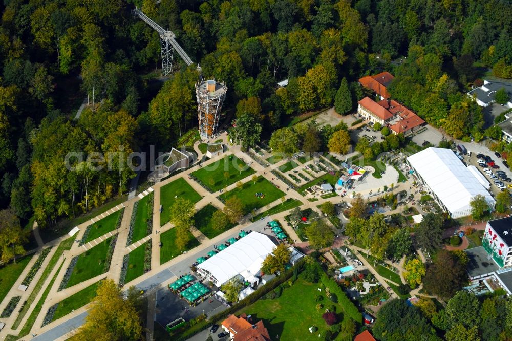 Aerial image Bad Iburg - Park of Baumkronenweg and Aussichtsturm of LAGA Landesgartenschau in Bad Iburg in the state Lower Saxony, Germany