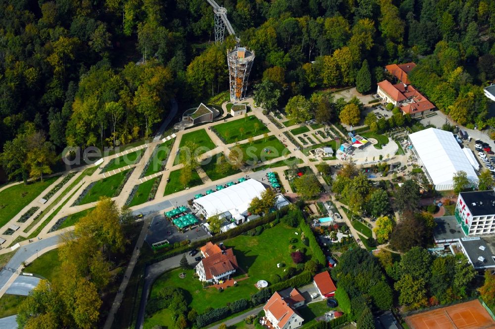 Aerial photograph Bad Iburg - Park of Baumkronenweg and Aussichtsturm of LAGA Landesgartenschau in Bad Iburg in the state Lower Saxony, Germany