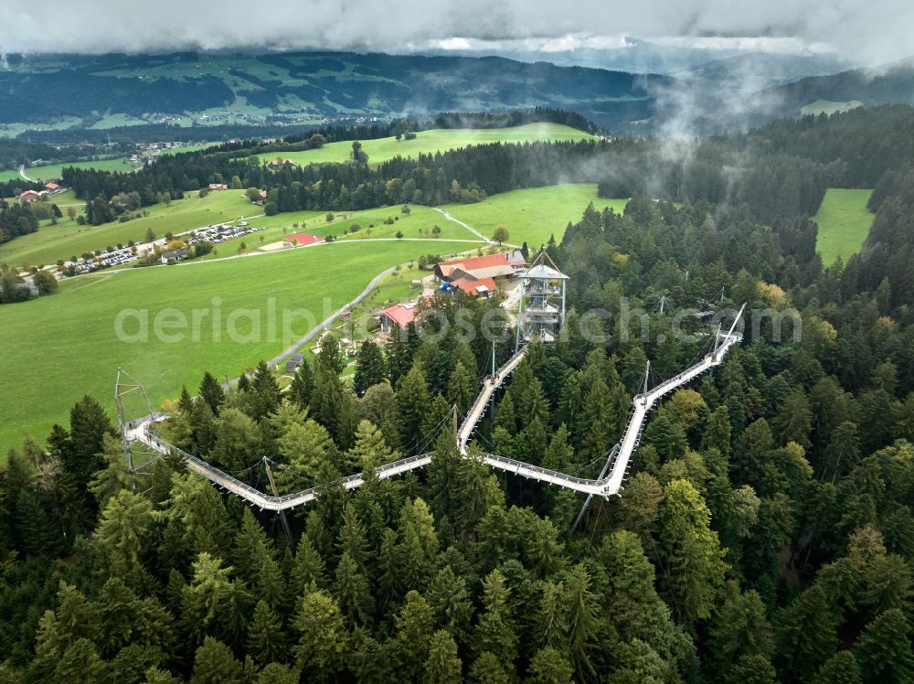 Aerial image Scheidegg - Skywalk Allgaeu treetop walk in Oberschwenden near Scheidegg, Allgaeu in the state of Bavaria, Germany