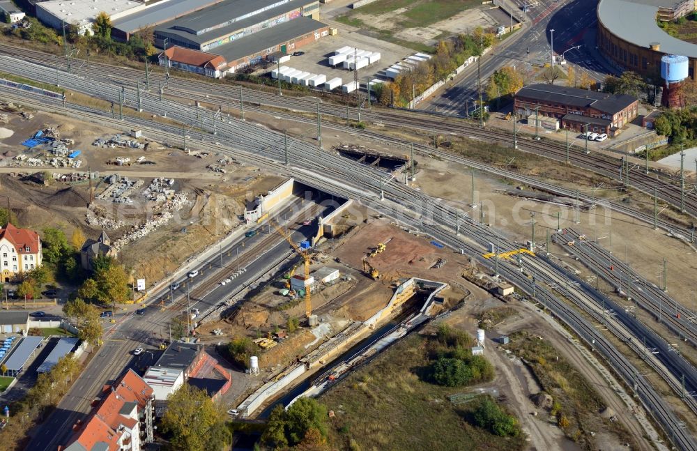 Aerial photograph Leipzig - View of a construction project of the Deutsche Bahn in Leipzig in the state of Saxony