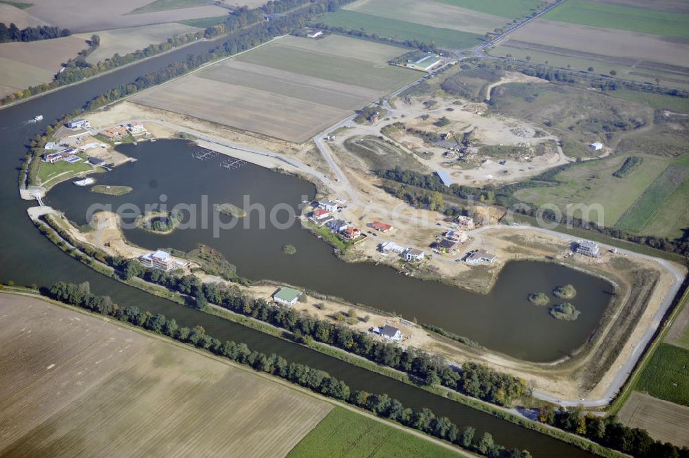 Aerial image Bortfeld - Blick auf das Bauprojekt Marina Bortfeld nahe der Gemeinde Bortfeld im Landkreis Peine in Niedersachsen. Hier entsteht ein Wohngebiet mit Hafenanlage. View to the construction project Marina Bortfeld, near the small town Bortfeld in the administrative district Peine in Niedersachsen. Here is build an housing area with an harbour.