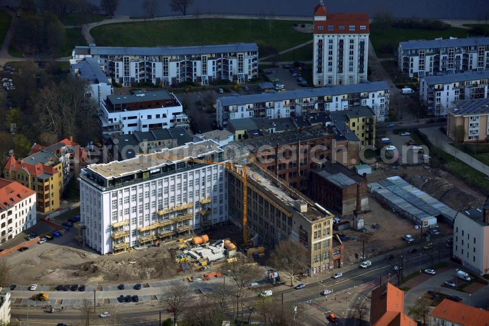 Aerial image Magdeburg - View of the construction project MESSMA - Lofts in the district of Buckau in Magdeburg in the state of Saxony-Anhalt