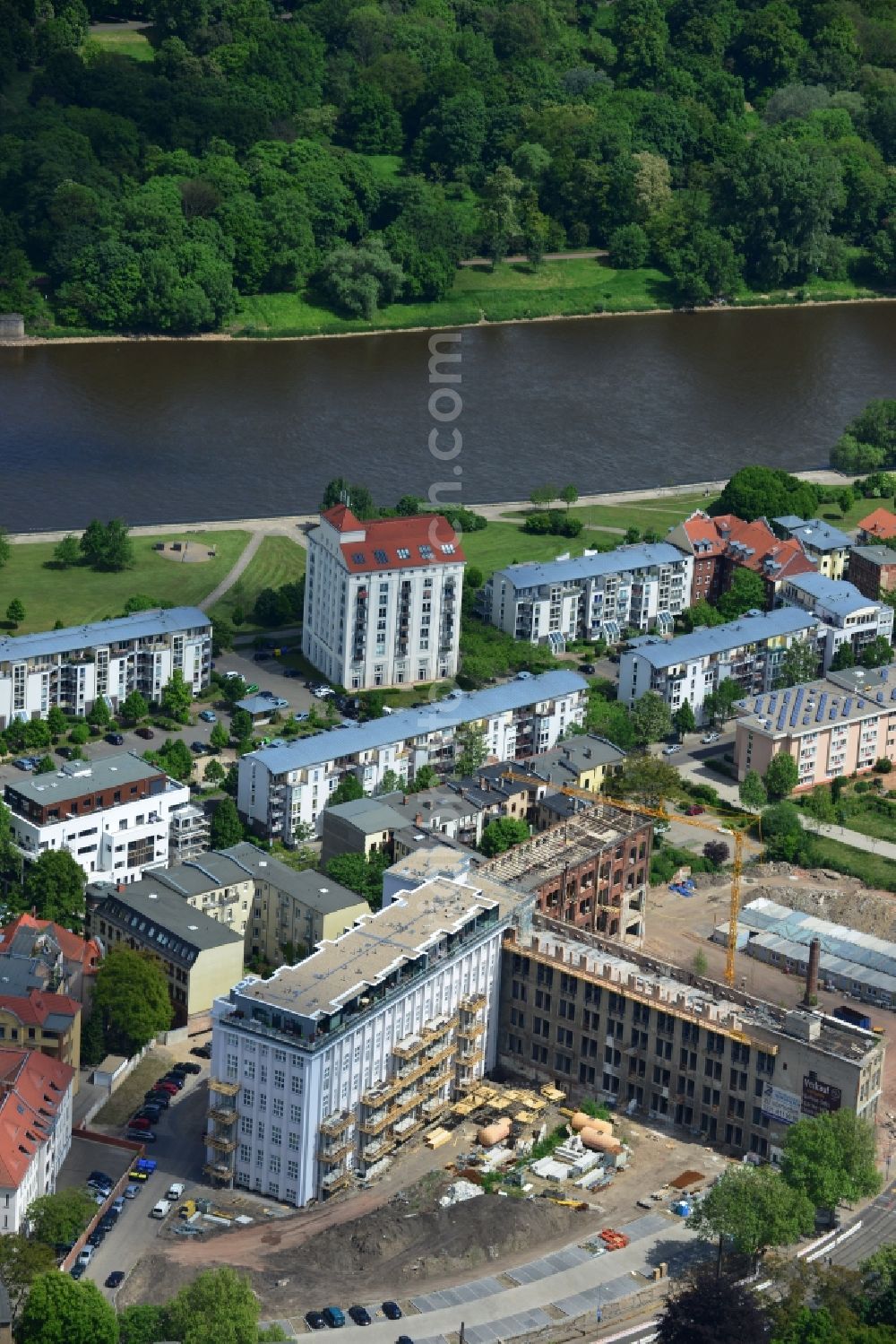 Aerial image Magdeburg - View of the construction project MESSMA - Lofts in the district of Buckau in Magdeburg in the state of Saxony-Anhalt