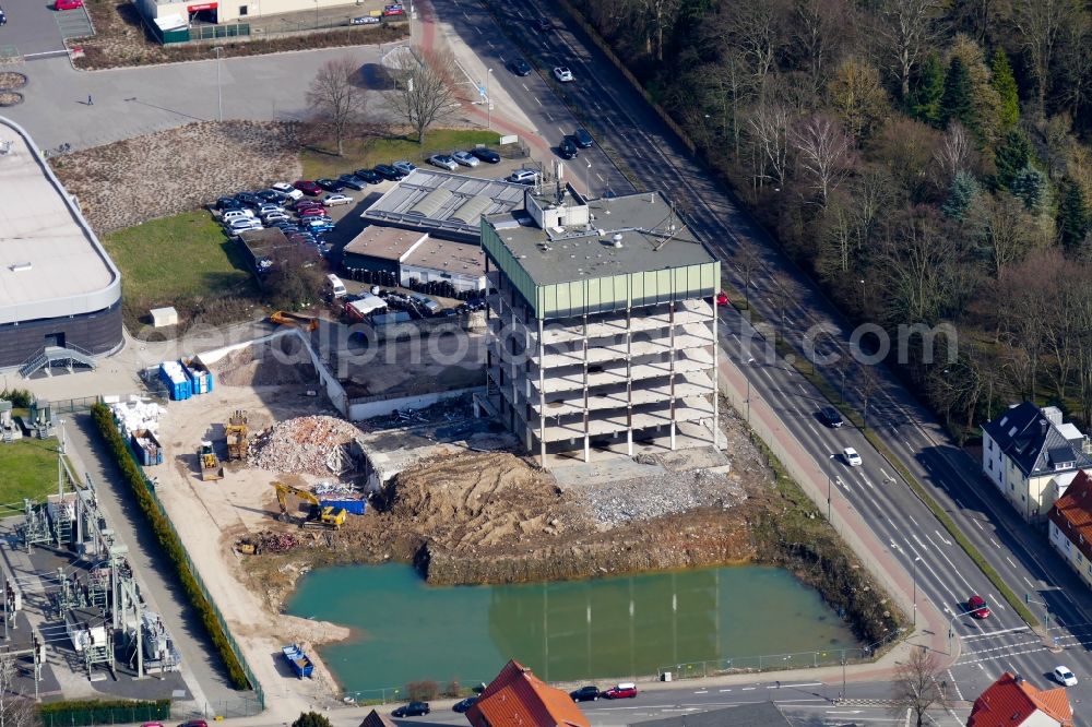 Aerial photograph Göttingen - Decaying ruin of construction site with inactive construction site for new construction in Goettingen in the state Lower Saxony, Germany