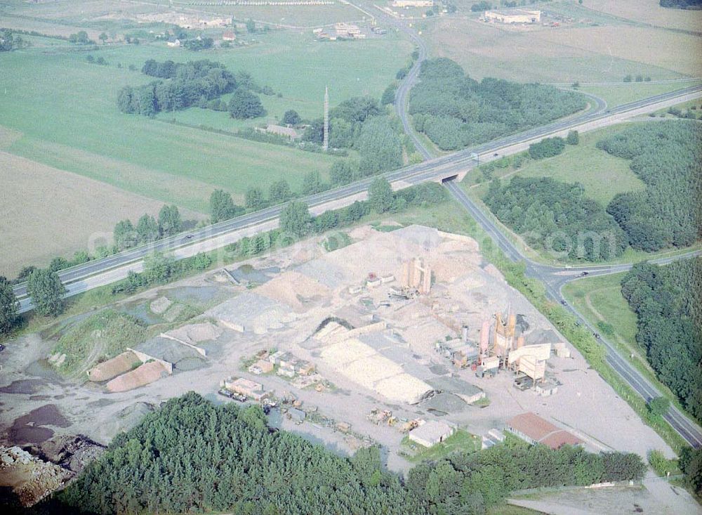 bei Wittstock / MV from the bird's eye view: Bausstoffmischwerk der VBU am Autobahnkreuz Wittstock.