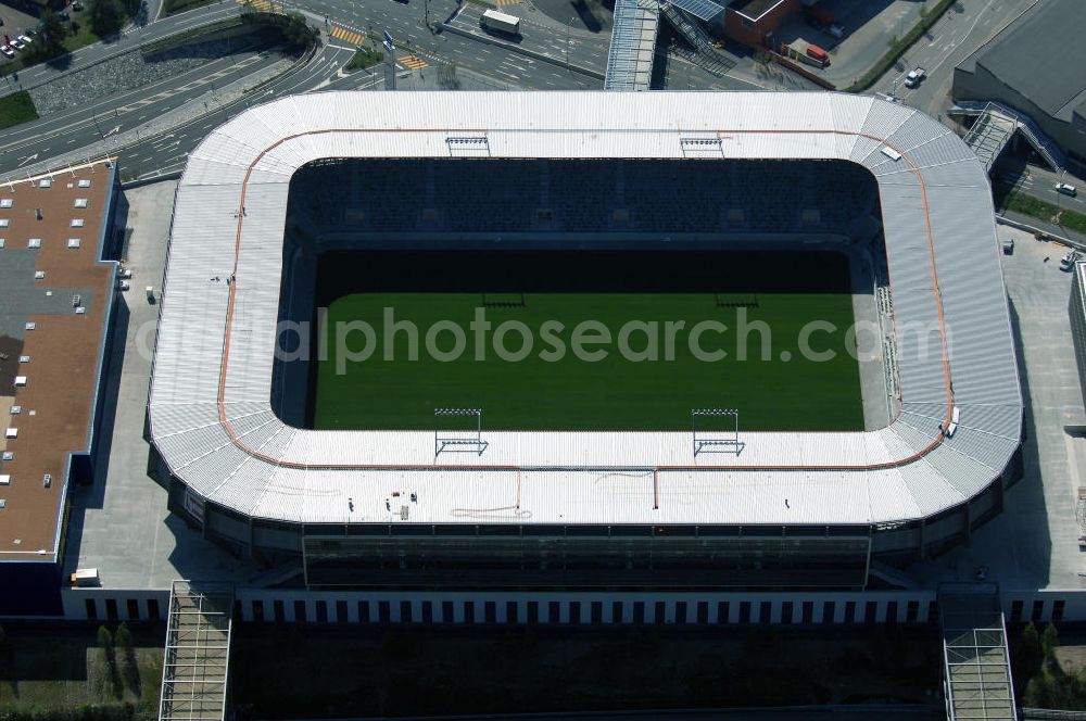 Aerial photograph St. Gallen - Blick auf die Baustelle der AFG Arena, sie ist das künftige Fussballstadion des FC St. Gallen im Westen der Stadt St. Gallen.Am 14. September 2005 erfolgte nach fast zehnjähriger Planung der Spatenstich für die AFG Arena mit einem Fassungsvermögen von 20'300 Zuschauern. Davon entfallen 15'530 auf Sitzplätze und 4'770 auf Stehplätze. Für internationale Spiele können die 4'770 Stehplätze in 2'578 Sitzplätze umgewandelt werden, sodass eine Sitzplatzkapazität von 18'117 entsteht. benannt nach der AFG Arbonia-Forster-Holding mit Sitz in Arbon. Es ist das erste Schweizer Stadion, welches nach einem kommerziellen Unternehmen benannt wird. Das vorher unter dem Arbeitstitel Stadion West benannte Stadion soll ab 2008 das als Dauerprovisorium erweiterte Espenmoos ablösen.