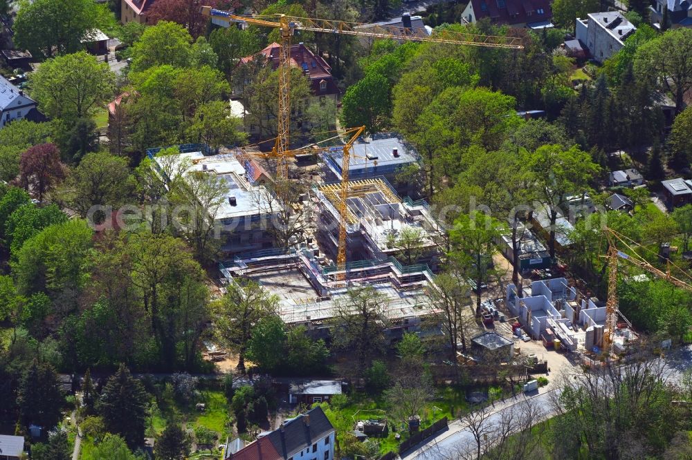 Aerial image Dresden - Construction site from the construction of a senior and age-appropriate residential complex CAROLA RESIDENZ on Hellerhofstrasse in the district Trachenberge in Dresden in the state Saxony, Germany